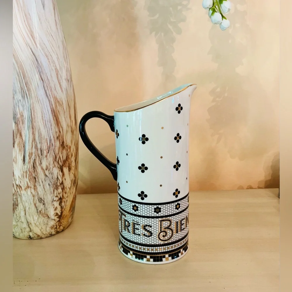 Anthropology The Bistro Tile Stoneware Pitcher 52oz - Picture 6 of 11